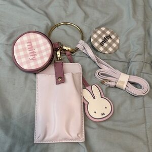 NWT Miffy purple clutch bag with keychains